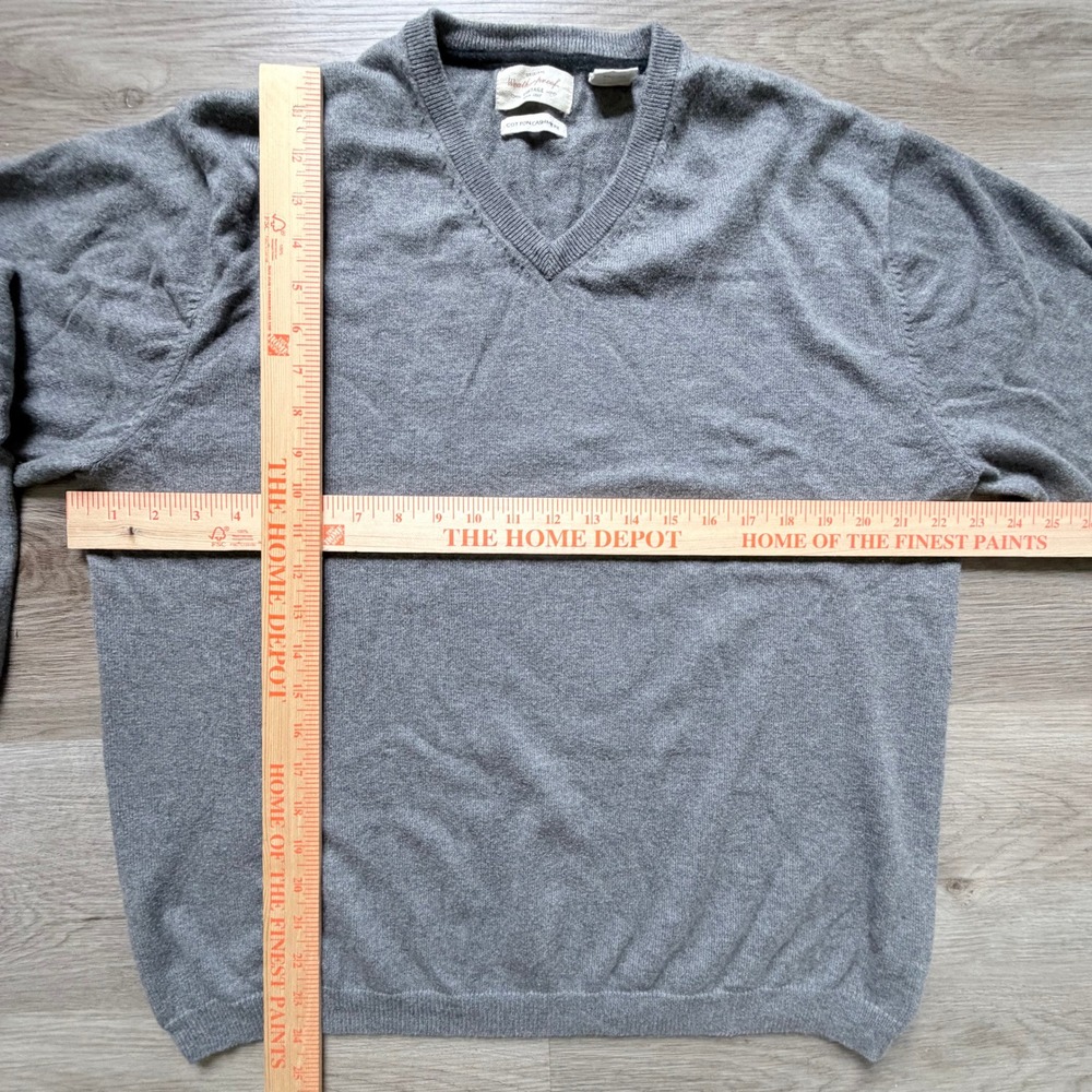 Weatherproof Vintage Mens Gray Cotton Cashmere V-Neck Sweater Size Large L - Picture 5 of 7
